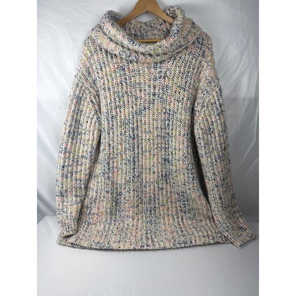 Lou & Grey for LOFT XL Chunky Multicolor Cowl Neck Oversized Sweater